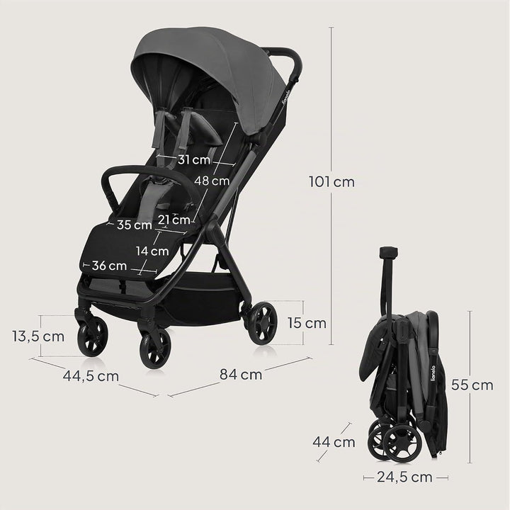 Lionelo Julie Air Buggy bis zu 22 kg von 6 m bis 4 Jahre Für Flugzeug Schwenkräder 360° Federung Ein