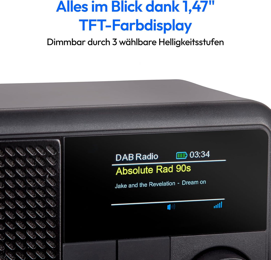 MEDION S66822 Tragbares Mini DAB+ Radio mit Bluetooth (Akku, dimmbares Farbdisplay, Teleskopantenne,