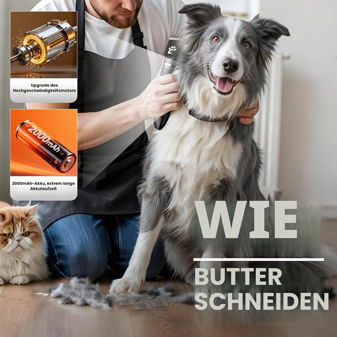 Hundeschermaschine für die Fellpflege, 3 Geschwindigkeiten, geräuscharm, schnurlos, Haustierpflegese