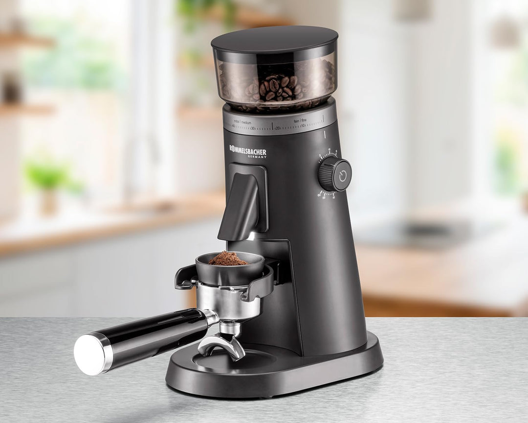 ROMMELSBACHER Premium Kaffeemühle EKM 600, Edelstahl-Mahlwerk mit robustem Metallgetriebe für hohe M