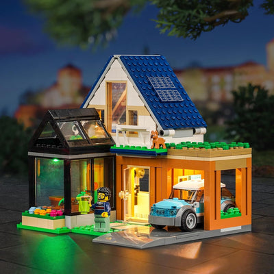 LocoLee Licht Kompatibel mit Lego City Familienhaus mit Elektroauto, Led Beleuchtungs Compatible wit