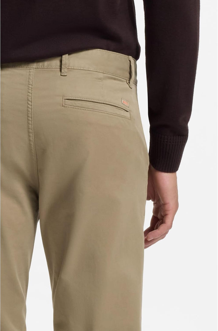BOSS Herren Schino-Slim D Slim-Fit Hose aus elastischem Baumwoll-Satin 31W / 32L Light/Pastel Brown2
