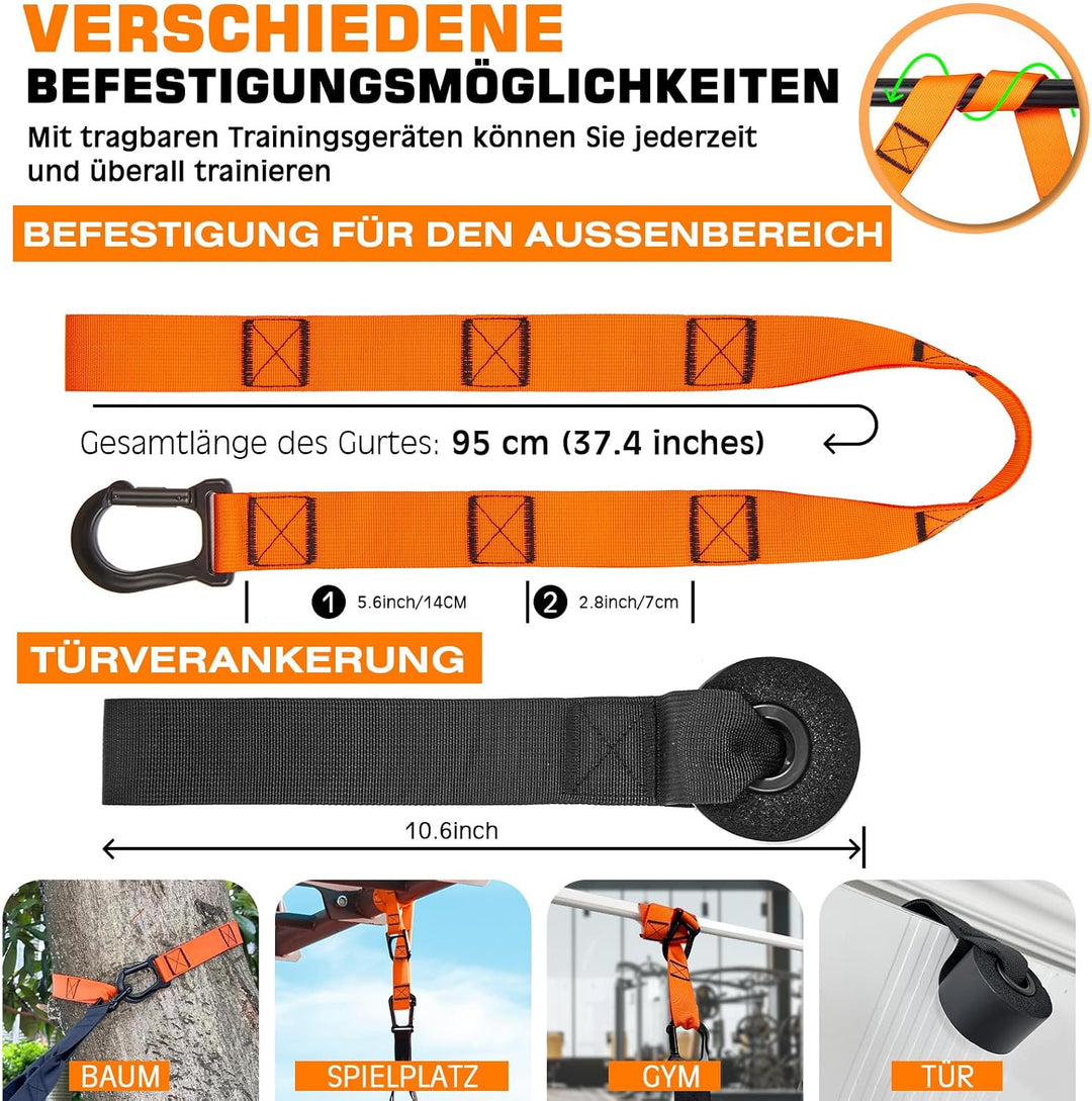 Fitense Schlingentrainer für Zuhause, Sling Trainer für Ganzkörpertraining, Slingtrainer Bänder für
