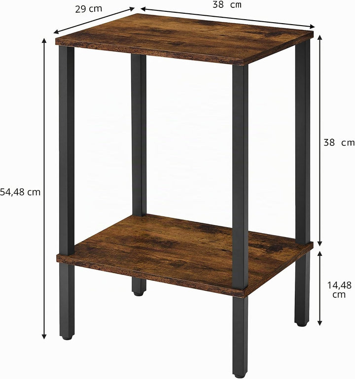 Gewudraw Beistelltisch, Kleiner Tisch, Nachttisch Schmal mit 2 Ebenen, Industriestil, Couchtisch mit