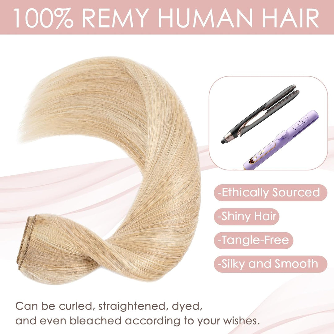 Silk-co Haarteile Echthaar Clip in Extensions Echthaar 1Pc 5Clips Haarverlängerung Weich Natürlich H