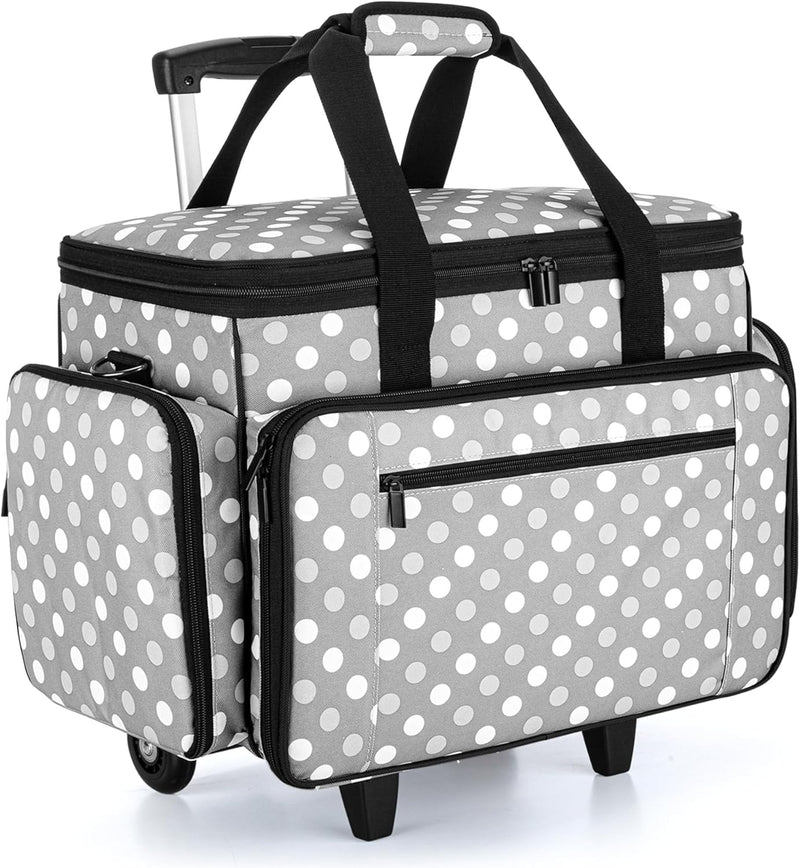 Luxja Nähmaschinentasche mit abnehmbarem Trolley, Rollende Nähmaschinentasche mit abnehmbarem Bodenp