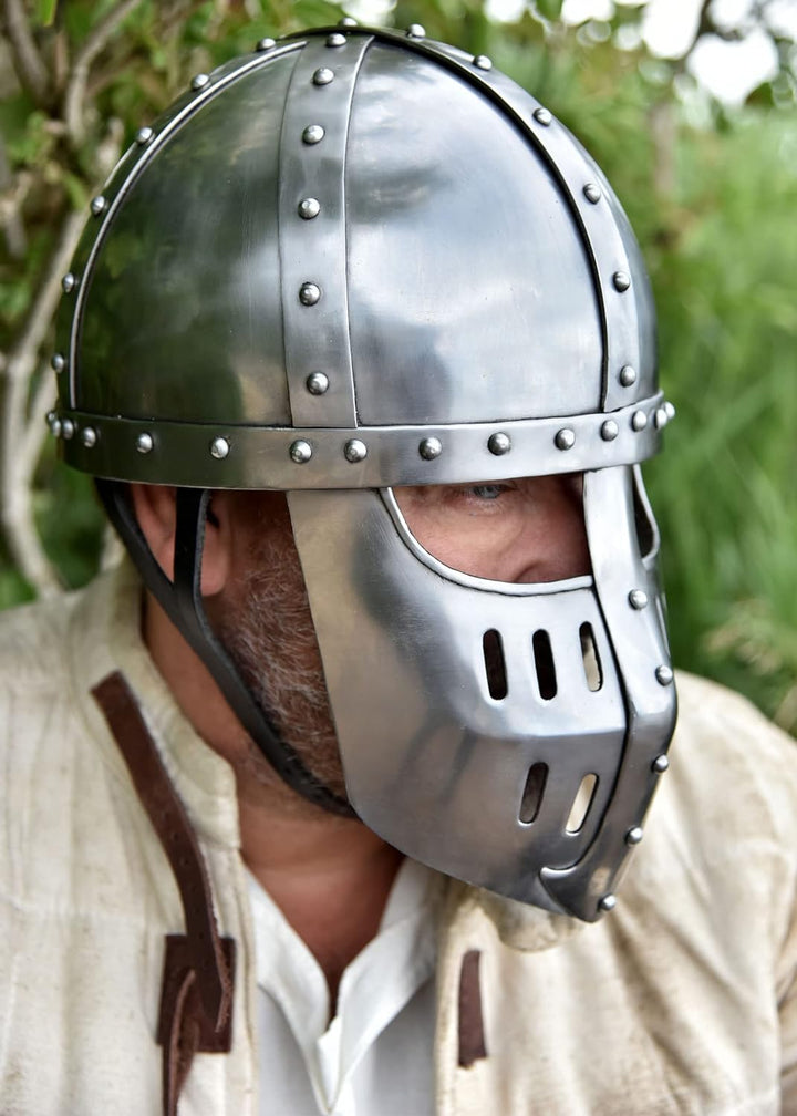 Ulfberth Hochmittelalter Spangenhelm mit Gesichtsplatte, Gr. M schaukampftauglich