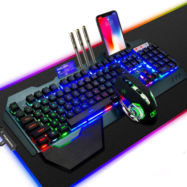 LexonElec Wireless 2.4G wiederaufladbare Tastatur Maus Set 3800mAh Grosse Kapazität Regenbogen-Gamer