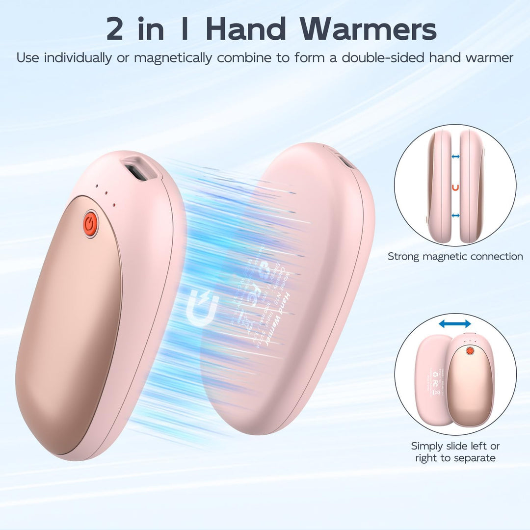 2er-Pack Handwärmer Wiederaufladbarer Magnetischer Taschenwärmer mit 6000mAh USB Elektrische Handwär