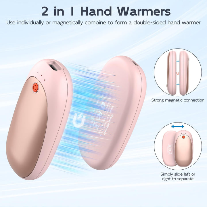 2er-Pack Handwärmer Wiederaufladbarer Magnetischer Taschenwärmer mit 6000mAh USB Elektrische Handwär