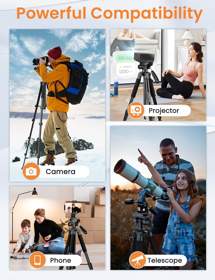 JOILCAN Kamerastativ für Canon Nikon, DSLR-Stativ, Kamerastativ mit Universal-Handyhalterung 74.5inc