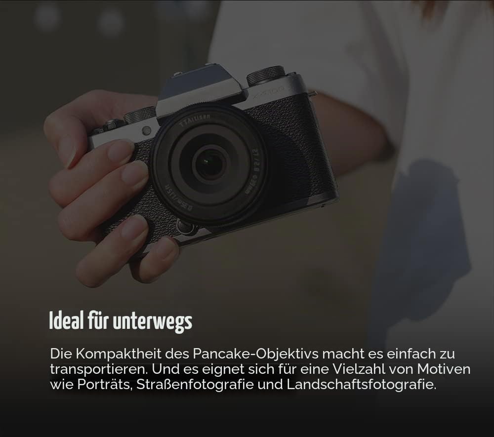 TTArtisan 27 mm F2,8 Metallgehäuse, Autofokus, AF-Objektiv, kompatibel mit Sony E-Mount, Schwarz AF2