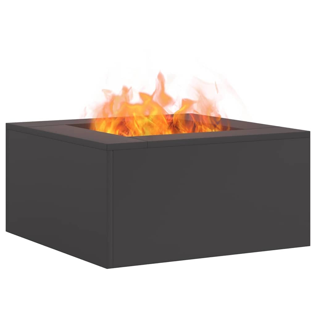 vidaXL Feuerstelle Schwarz 60 x 60 x 30 cm Stahl, Feuerstelle für draussen, rechteckig und tragbar,