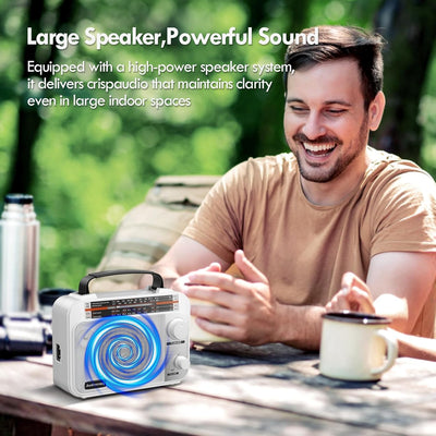 Audiocrazy UKW FM/AM/SW1-2 Radio Tragbares Radio Weltempfänger Radio mit 1800mAh Rechargeable Batter
