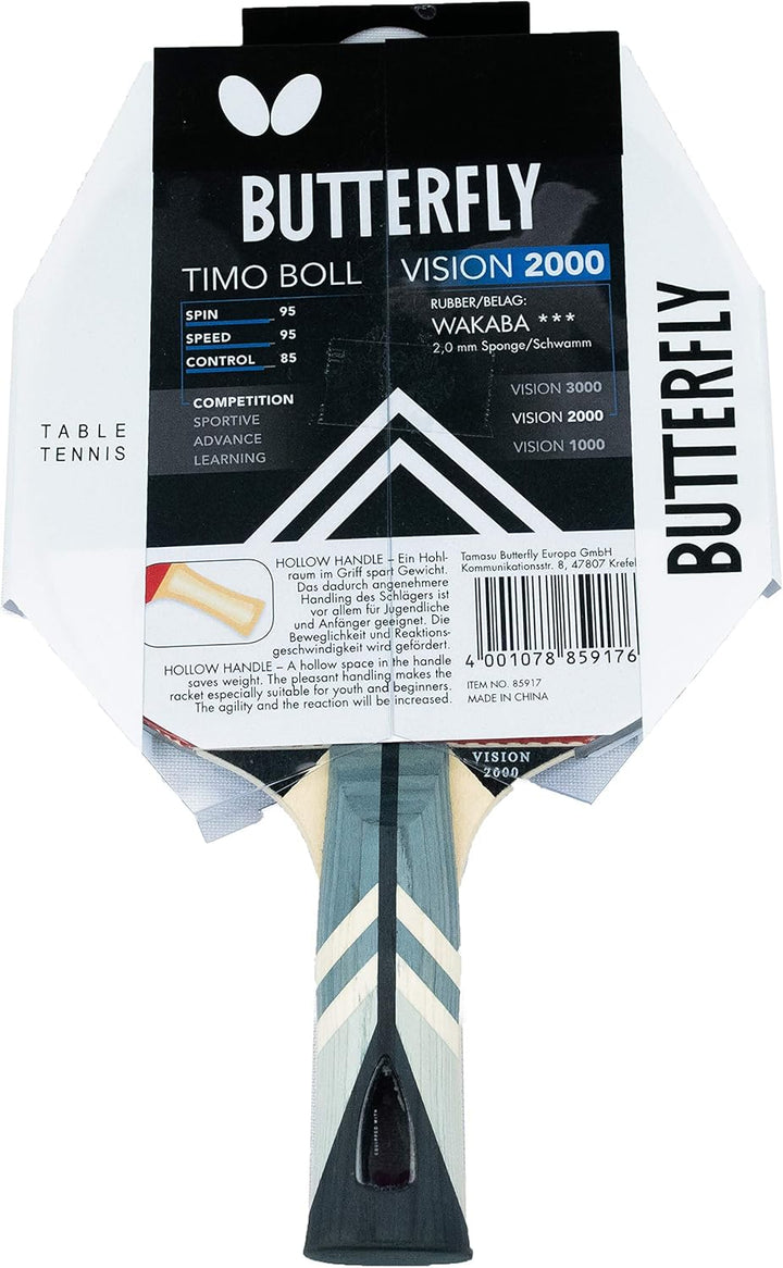 Butterfly® Timo Boll Vision 2000 Tischtennisschläger | Tischtennis Racket Bat TT Profi Wettkampfschl