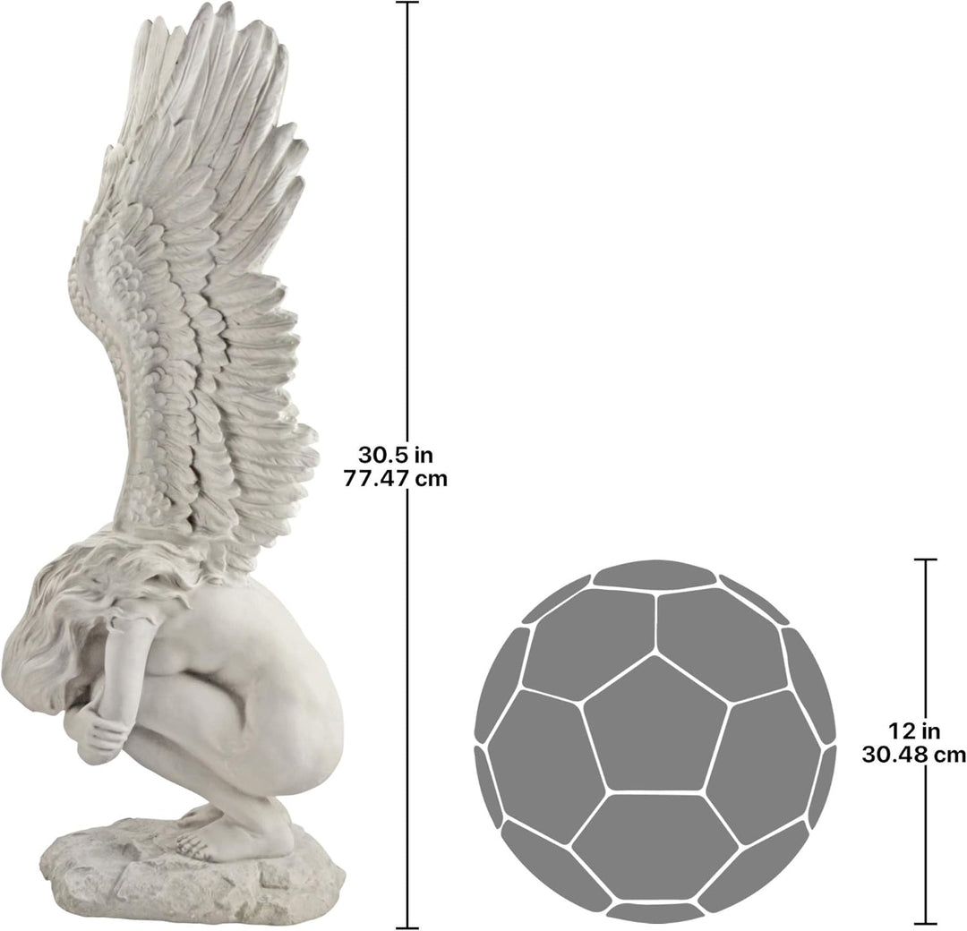 Design Toscano Engelsfigur, elfenbeinfarben, Masse: 28 x 20,5 x 77,5 cm, Elfenbein 28x20.5x77.5 cm,