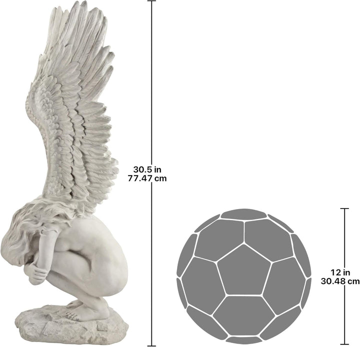 Design Toscano Engelsfigur, elfenbeinfarben, Masse: 28 x 20,5 x 77,5 cm, Elfenbein 28x20.5x77.5 cm,