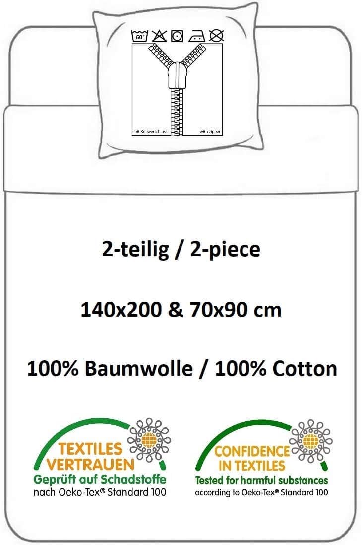SPIRIT Bettwäsche Friendship 100% Baumwolle – Bettbezug 140 x 200 cm + Kissenbezug
