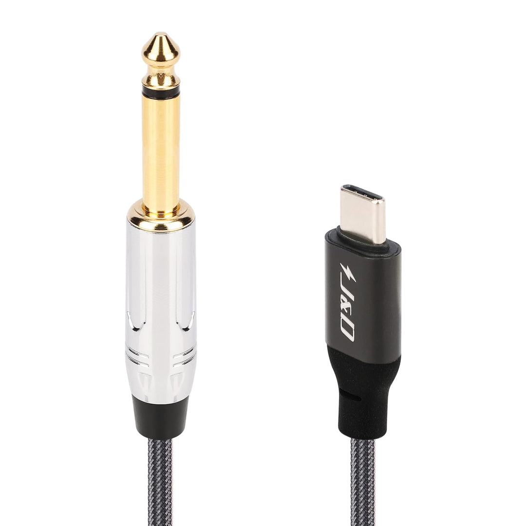 J&amp;D USB Type C zu 6,35 mm 1/4 Zoll TS Gitarren-Audio-Kabel Mikrofonkabel für Audioaufnahme, Bass, El