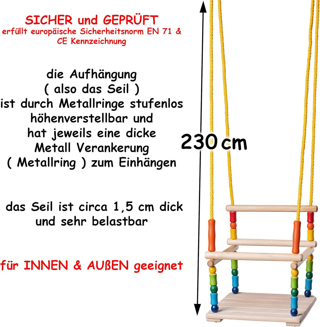 alles-meine.de GmbH 1 Stück Kinderschaukel/Schaukel aus Holz + Türreck - Gitterschaukel - mitwachsen