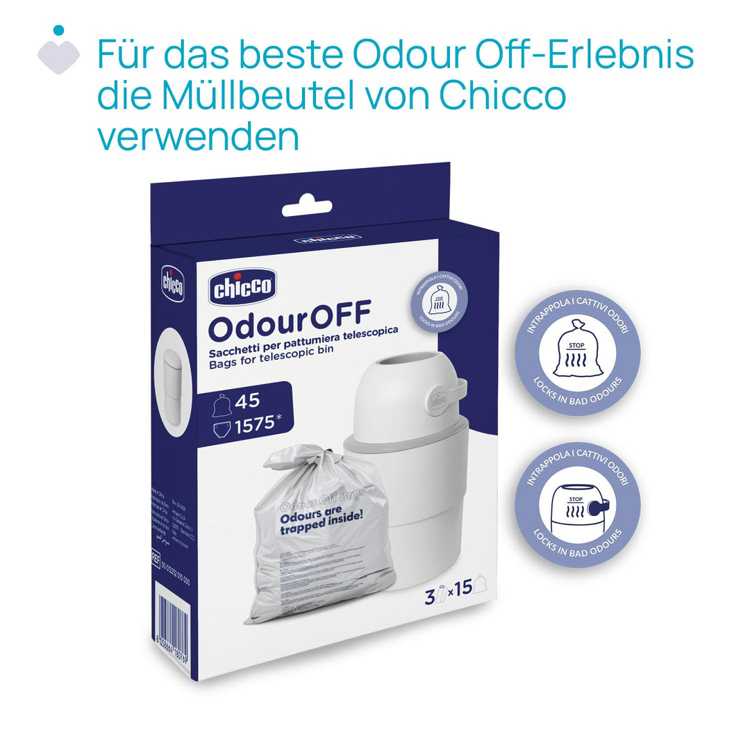 Chicco Teleskop-Windeleimer, Geräumig und Praktisch, Kompaktes Design, Kompatibel mit Chicco Odour O