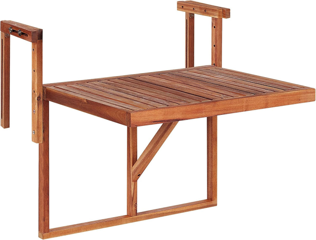 Beliani Balkonhängetisch Akazienholz Dunkelbraun 60 x 40 cm höhenverstellbar Udine