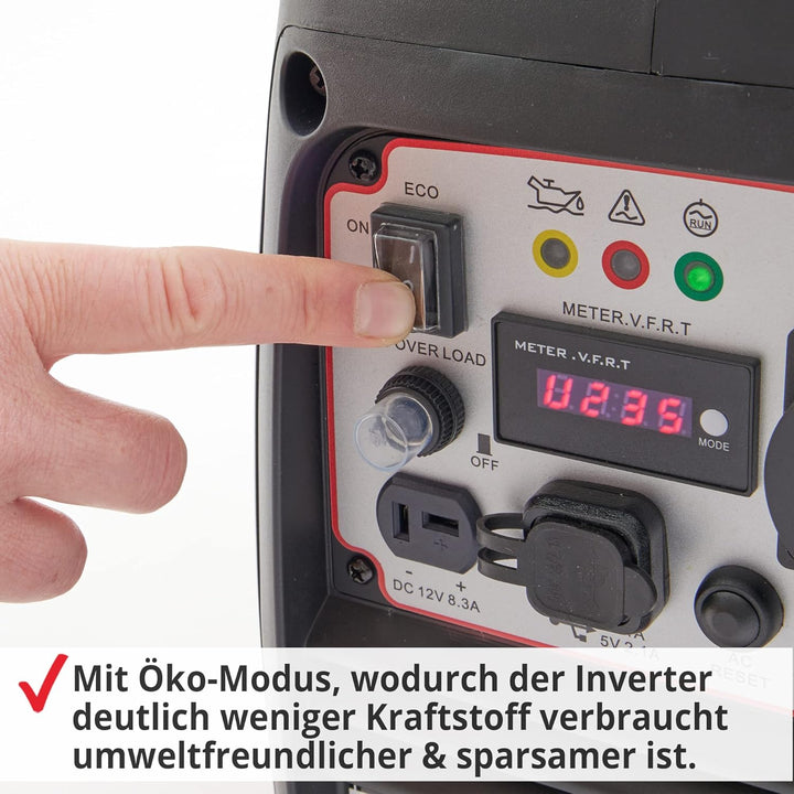 HECHT Inverter 2000 Watt Stromerzeuger Notstromaggregat – 4 Liter Benzin Tank – 6 Stunden Laufzeit –