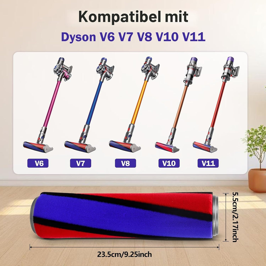 Bürste Ersatzbürste für Dyson V6 V7 V8 V10 V11 Staubsauger Roller Bodenbürste, Softwalzen für Dyson