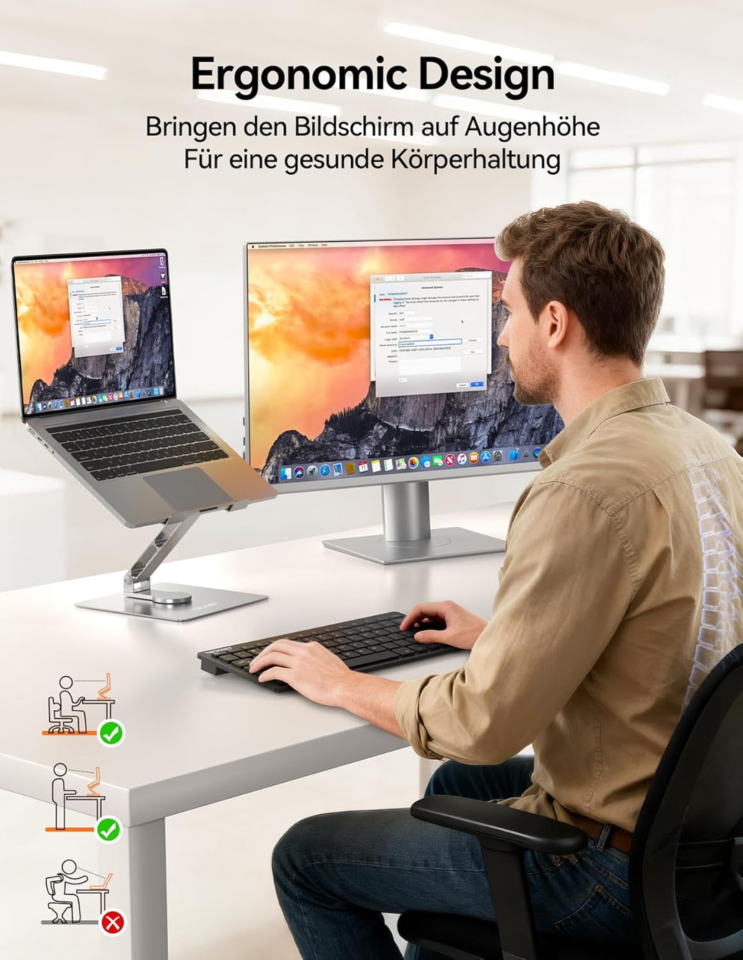 TECKNET Laptop Ständer mit 360 Drehbarer Basis, Laptopständer Höhenverstellbar, Faltbarer Laptop Sta