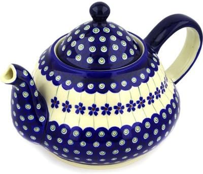 Original Bunzlauer Keramik Teekanne 2.0 Liter mit integriertem Sieb im Dekor 166a