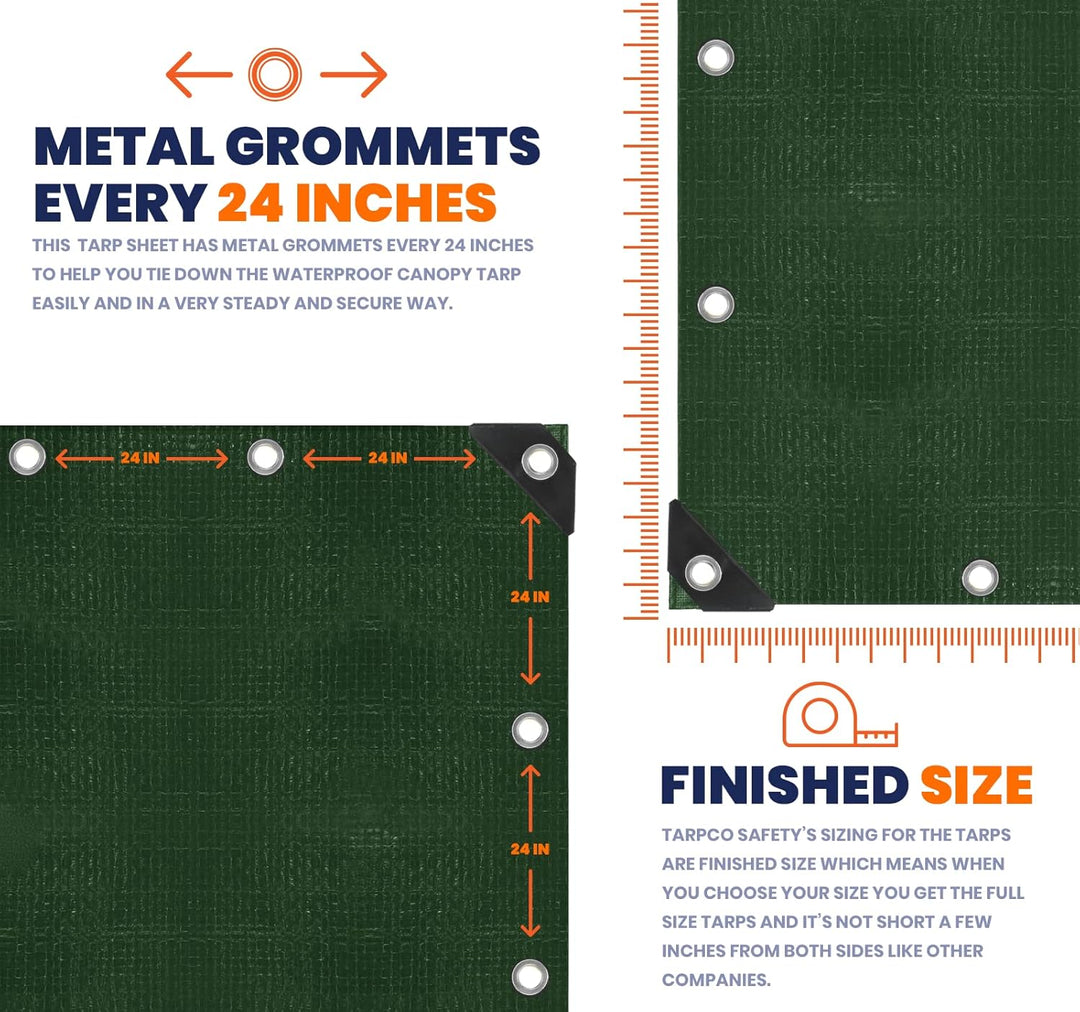 Tarpco Safety Abdeckplane Gewebeplane(245 g/m2 |12′ X 20′ | 3.65m X 6.1m| Grün/Schwarz) 14 Mil PE Sc