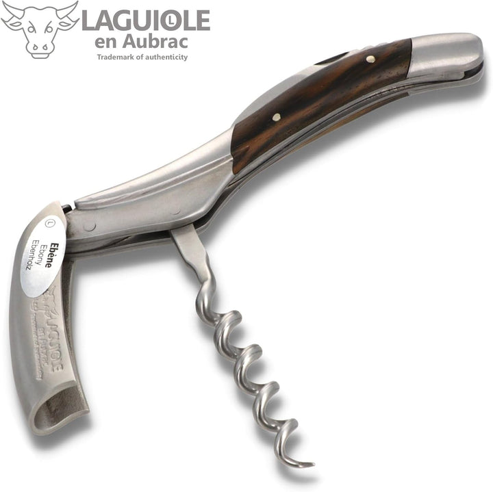 Laguiole en Aubrac Kellnermesser - Makassar Ebenholz - Edelstahl matt - Weinöffner Sommelierbesteck