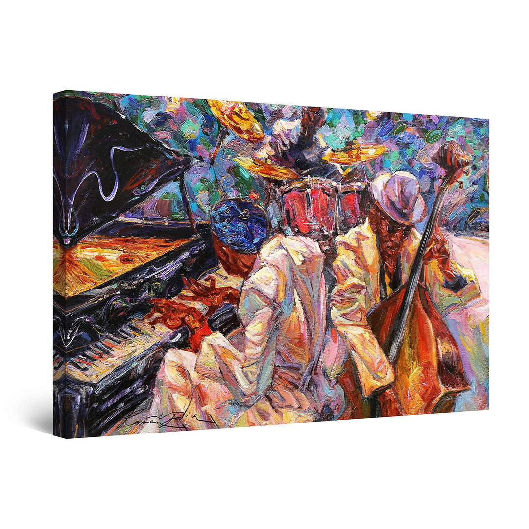 Startonight Bilder Orange Jazz Orchester Musik Malerei - Leinwandbilder Moderne Kunst - Abstrakte Wa