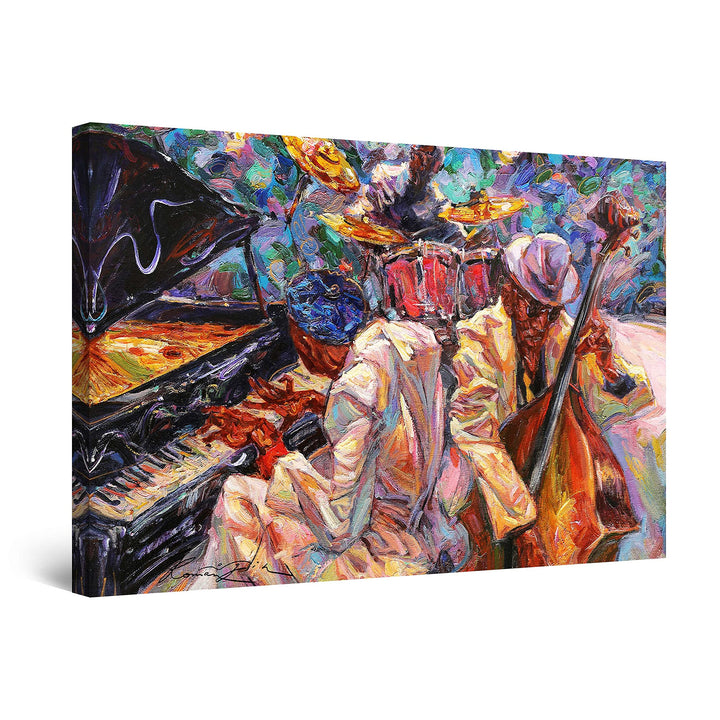 Startonight Bilder Orange Jazz Orchester Musik Malerei - Leinwandbilder Moderne Kunst - Abstrakte Wa