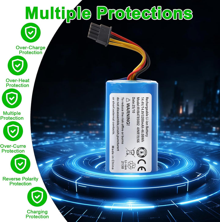 3200 mAh Ersatzakku Kompatibel mit AIRROBO P10 Roboterstaubsauger Akku für AIRROBO P10 14.4V