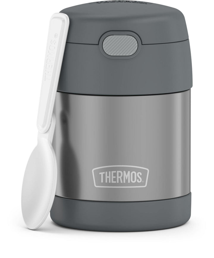 THERMOS Funtainer Edelstahl-Lebensmittelglas mit faltbarem Löffel, 284 ml, Grau, Grau