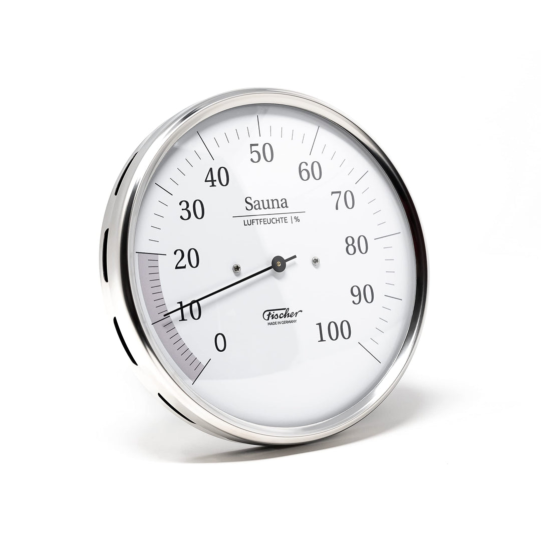 Fischer 191.01 - Sauna-Hygrometer synthetisch - 130mm Sauna-Luftfeuchtigkeitsmesser aus Edelstahl -