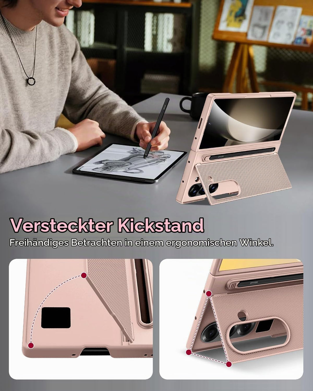 Miimall Kompatibel mit Samsung Galaxy Z Fold 5 Hülle mit S-Pen &amp; Stifthalter, [HD Displayschutz] Ult
