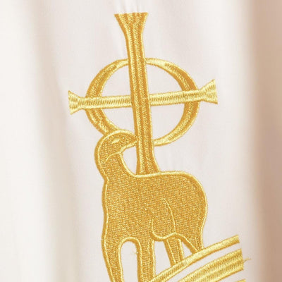 BLESSUME Chasuble Kirche Pastoren gewänder Lamm Gestickte Priester Robe Weiss Weiss Einheitsgrösse,