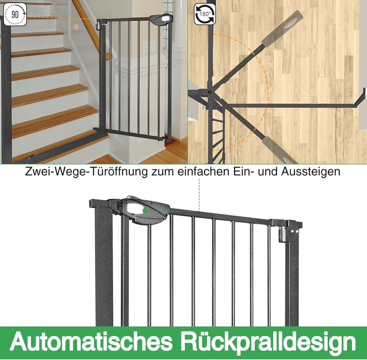 XMTECH Türschutzgitter Ohne Bohren Treppengitter für Kinder 105-115cm breit，Auto-Close Baby Türgitte