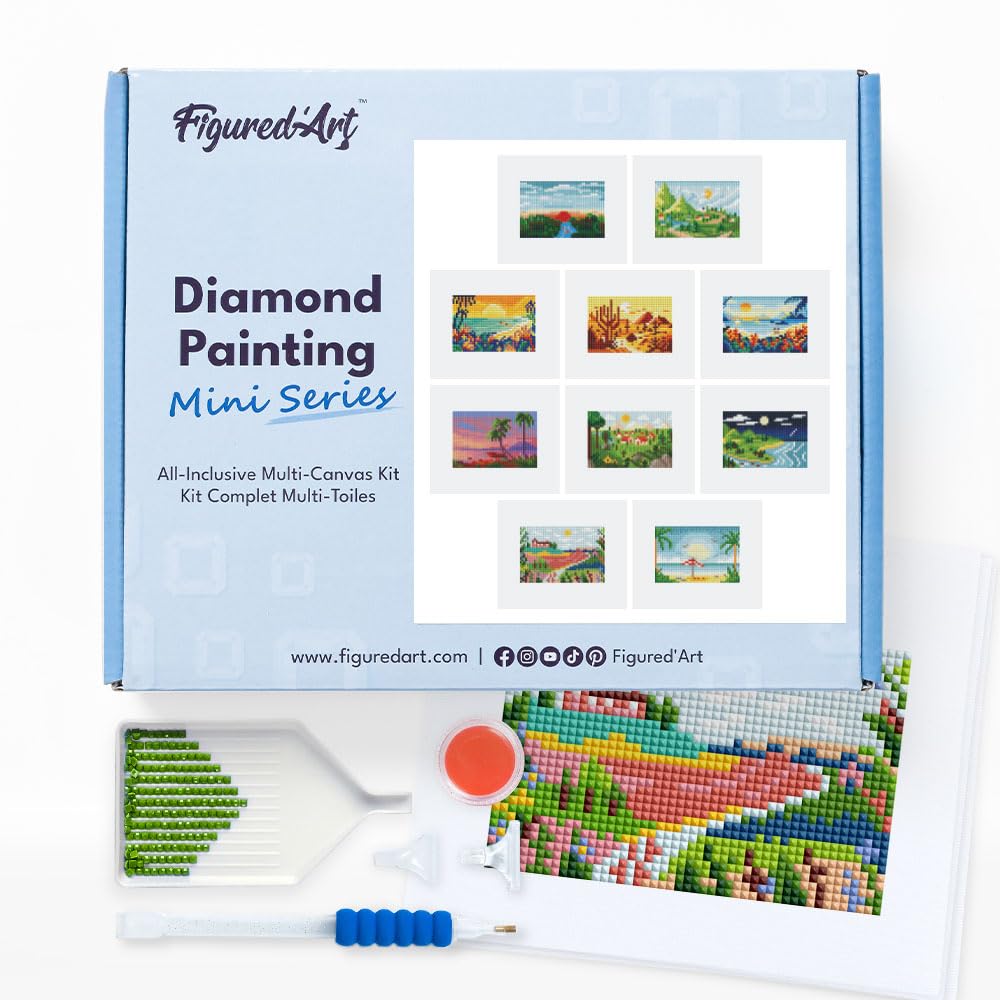 Figured'Art Mini Serie Diamond Painting Erwachsene - Sommerlandschaften - Premium-Box mit 10 Stück 1