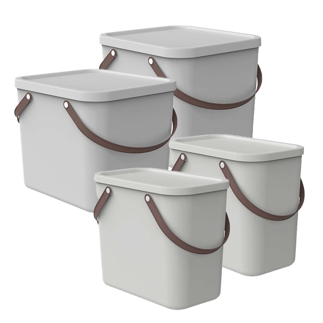 Rotho Albula 4er-Set Aufbewahrungsbox 2x40l +2x25l mit Deckel, Kunststoff (PP recycelt), weiss, 2x40