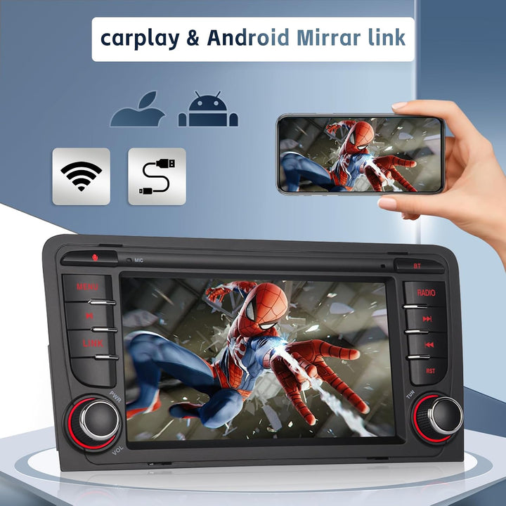 Autoradio kompatibles für Audi A3 S3 RS3 2003-2012 mit Wireless CarPlay und Android Auto,Car Radio m