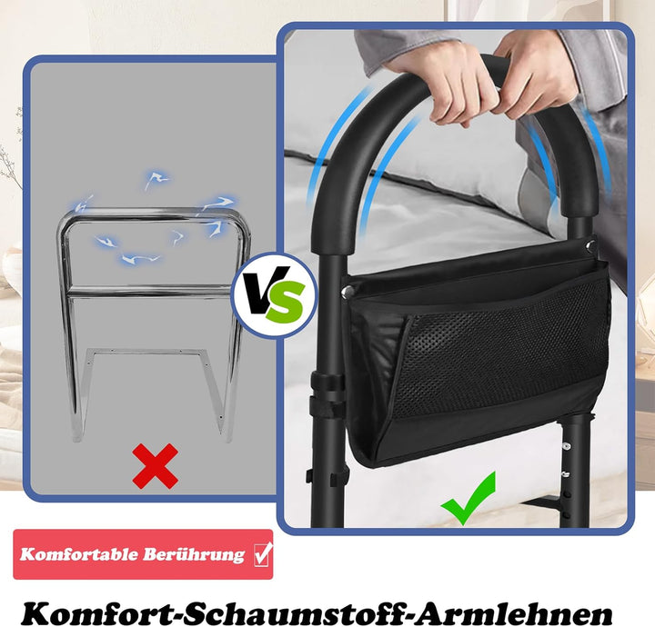 LARS360 Sichere Bettgitter mit PVC Lagerung Tasche und Unterstützung Beine, Faltbare Bettgitter Raus