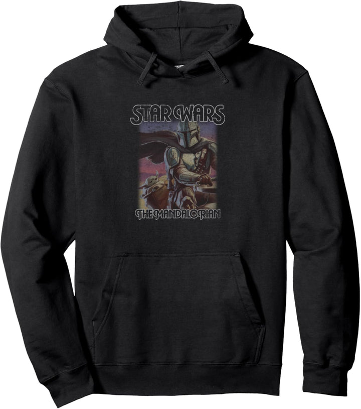 Star Wars: The Mandalorian & The Child Riding Away Poster Pullover Hoodie