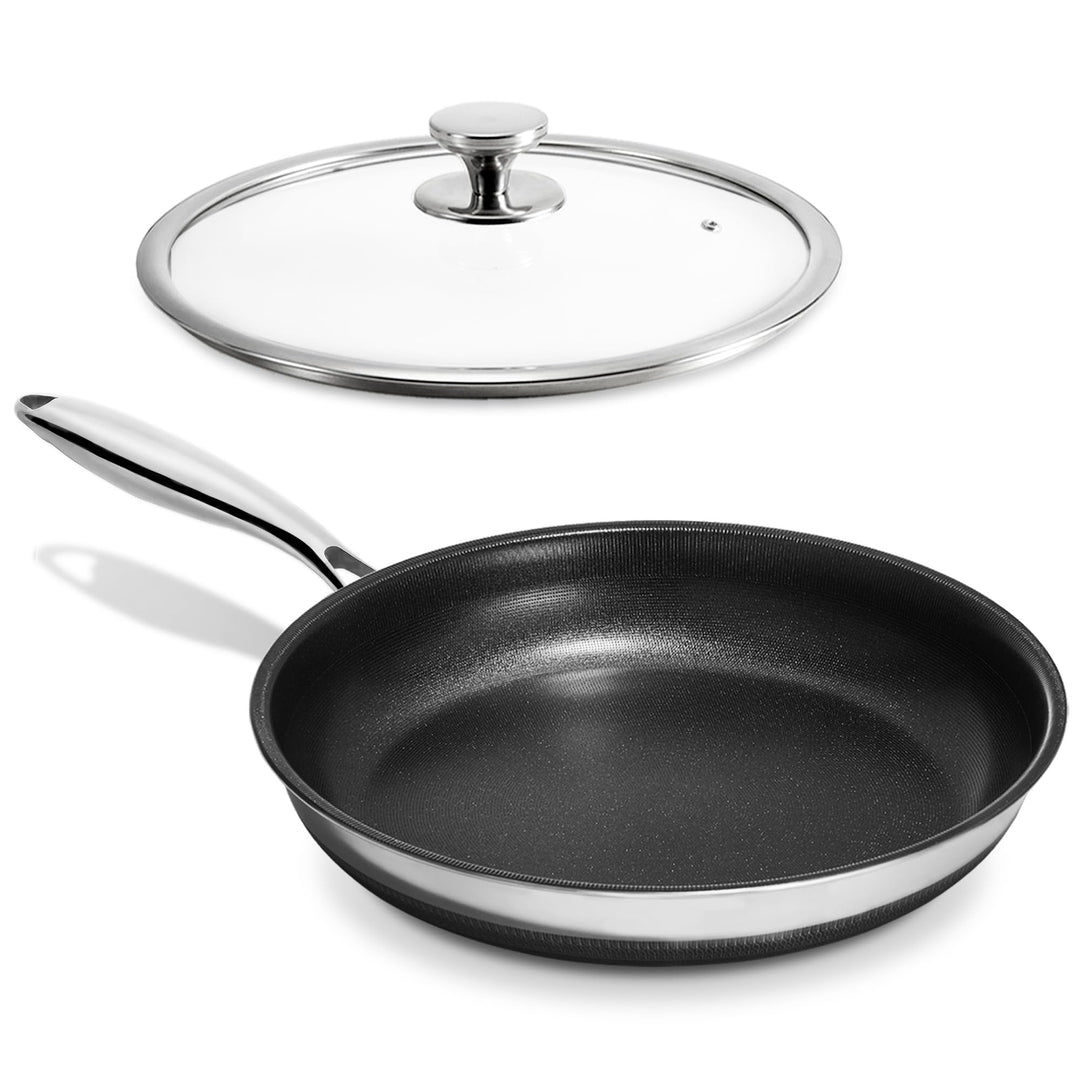 KOKHUB Edelstahlpfanne 28cm mit Titan-Keramik Beschichtung, 100% PTFE & PFAS-frei, Kratzfeste Bratpf