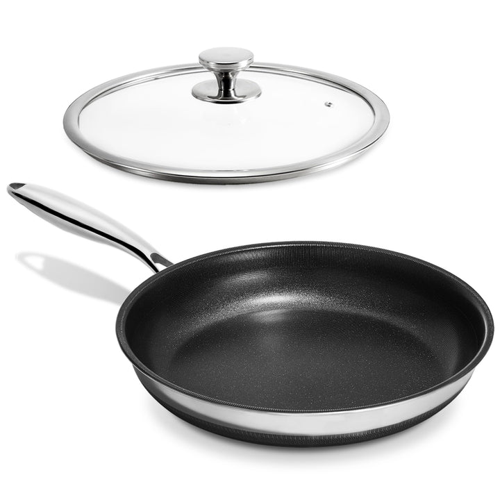 KOKHUB Edelstahlpfanne 28cm mit Titan-Keramik Beschichtung, 100% PTFE & PFAS-frei, Kratzfeste Bratpf