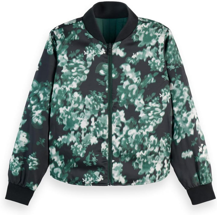 Scotch & Soda Damen Printed Reversible Bomber Jacket Bomber (1er Pack) L Amsterdam Green/ Nieuw Blos