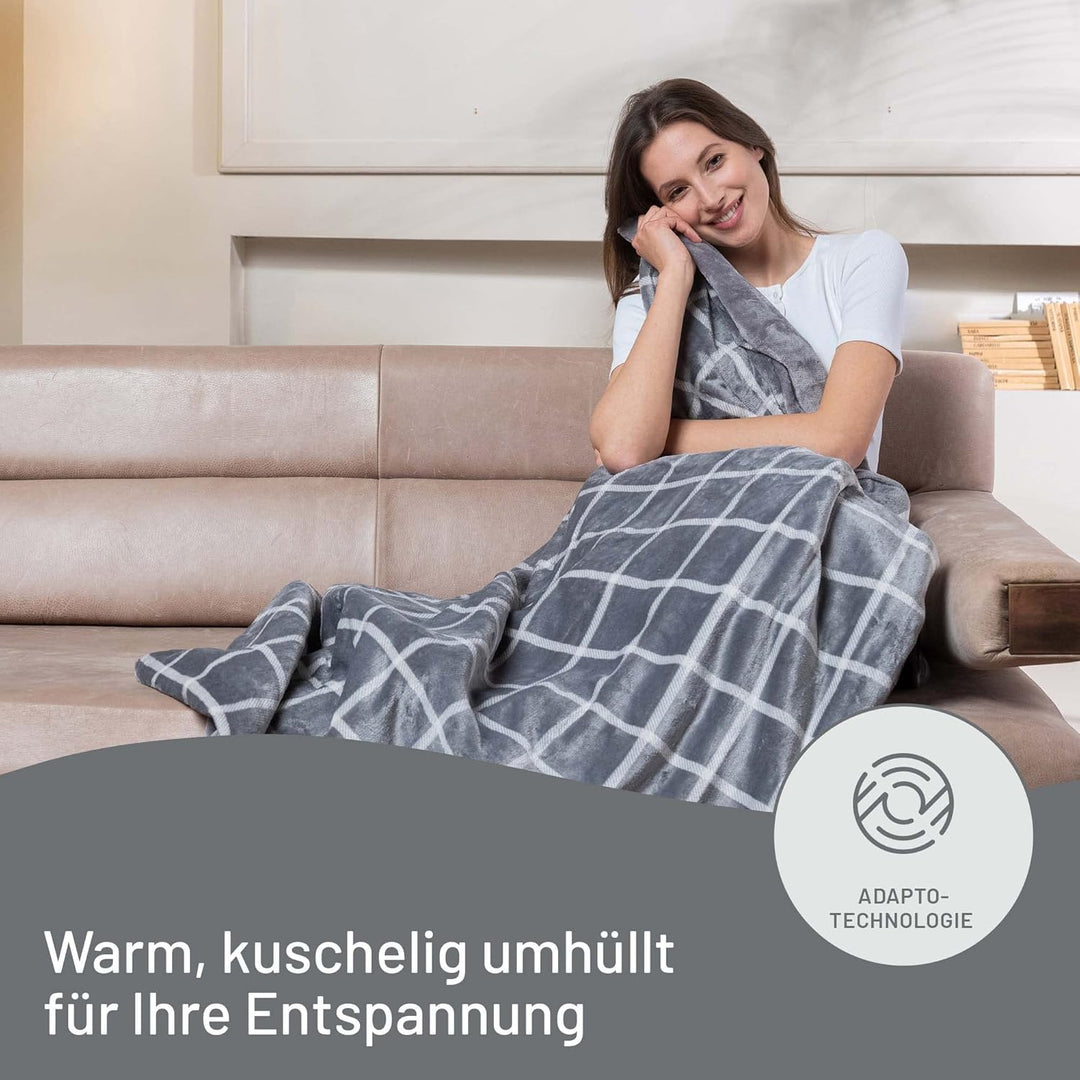 Imetec Adapto Velvet Square Heizdecke, 150x95 cm Wärmedecke, weiches Gewebe, geringer Verbrauch, Ada