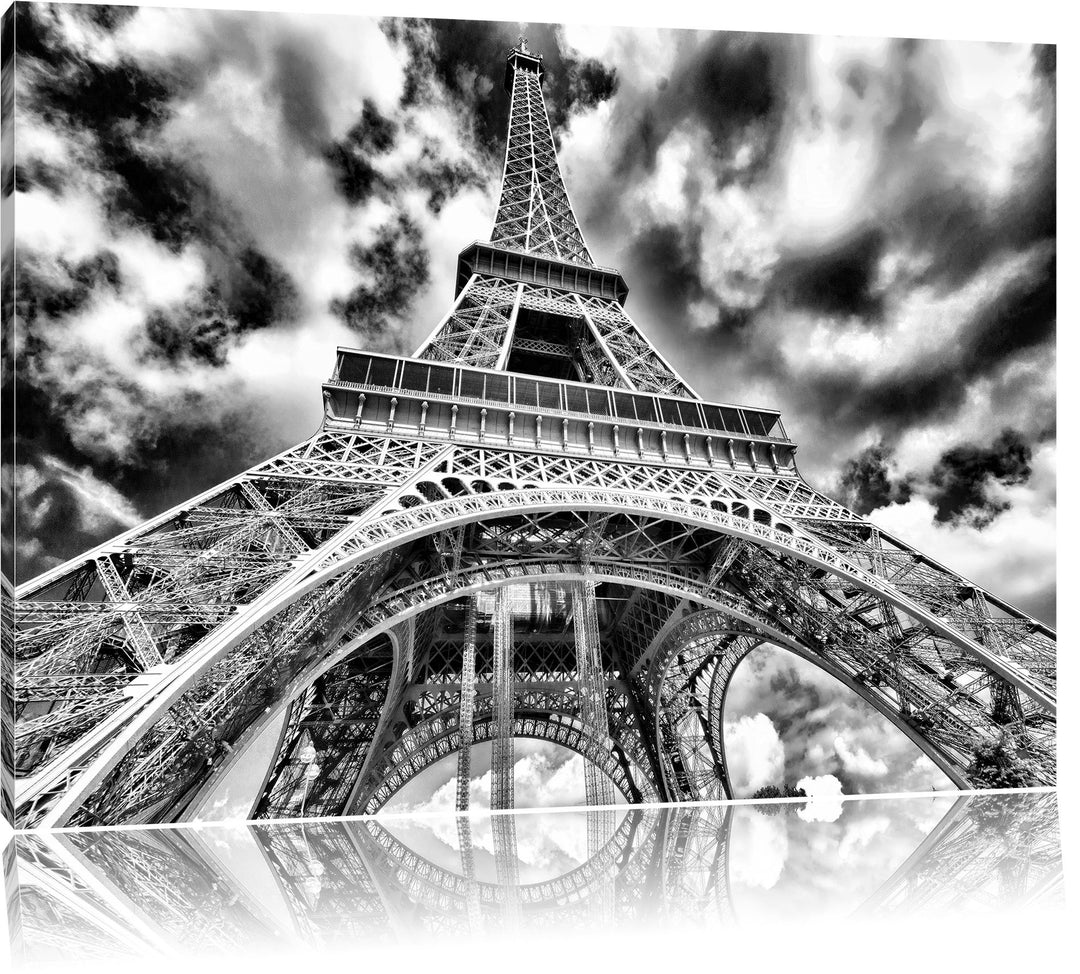 Monocrome, Prächtiger Eifelturm in Paris, Format: 100x70 auf Leinwand, 100x70